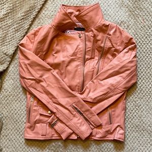 🆕 Shine Star sunset pink pleather biker jacket